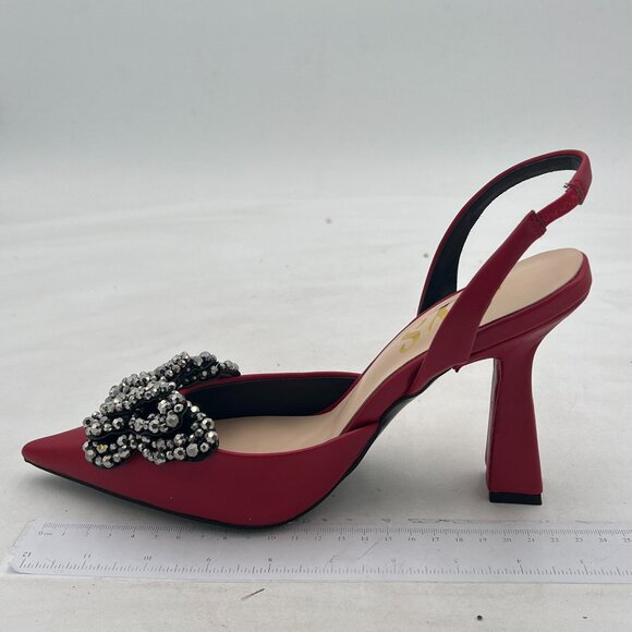 FYS Dark Red Pretty Elegant Slip on Pointed Toe Butterfly Slingback Dress Sandal - Picture 2 of 8